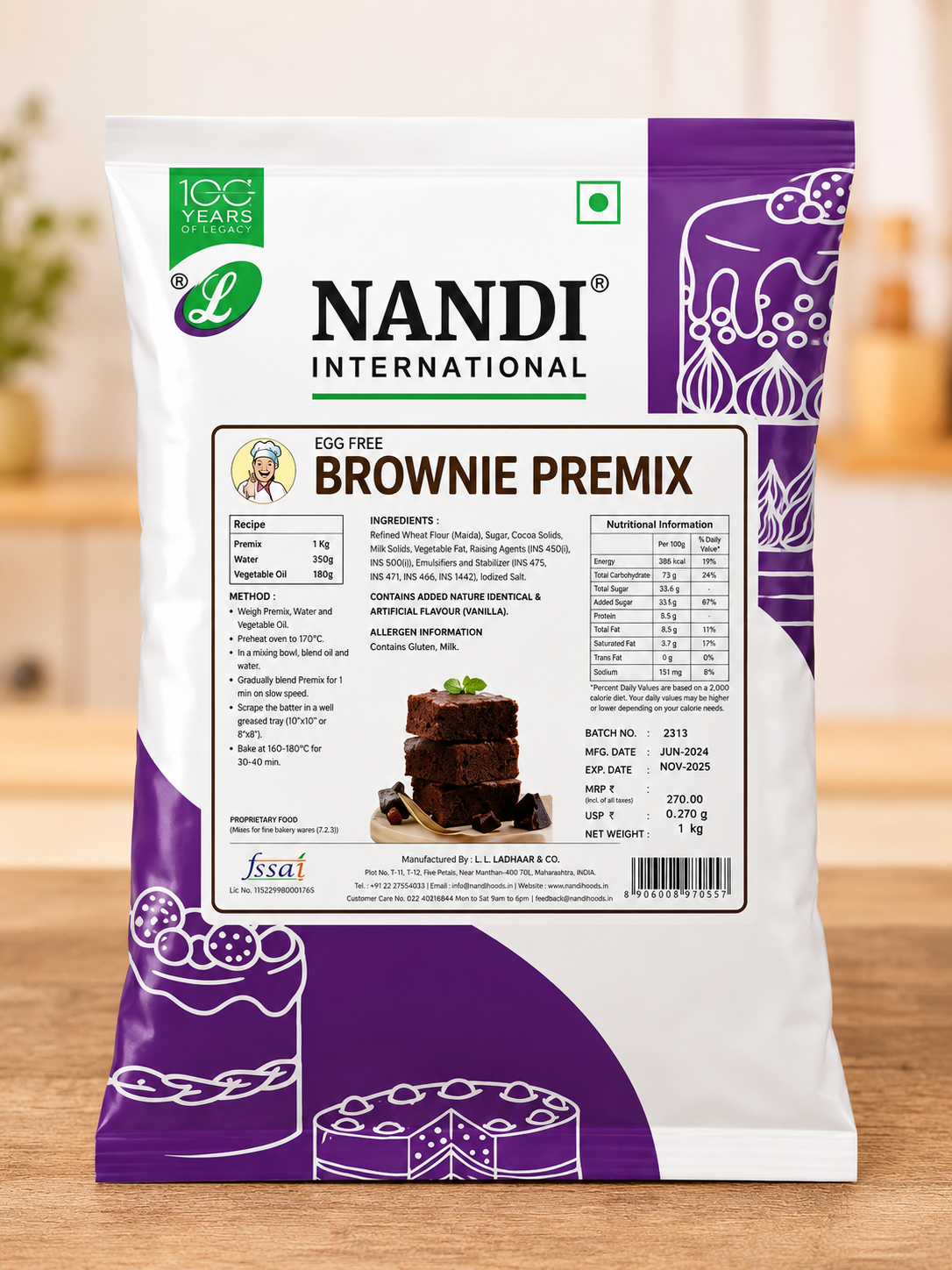 Nandi International Egg Free Brownie Premix
