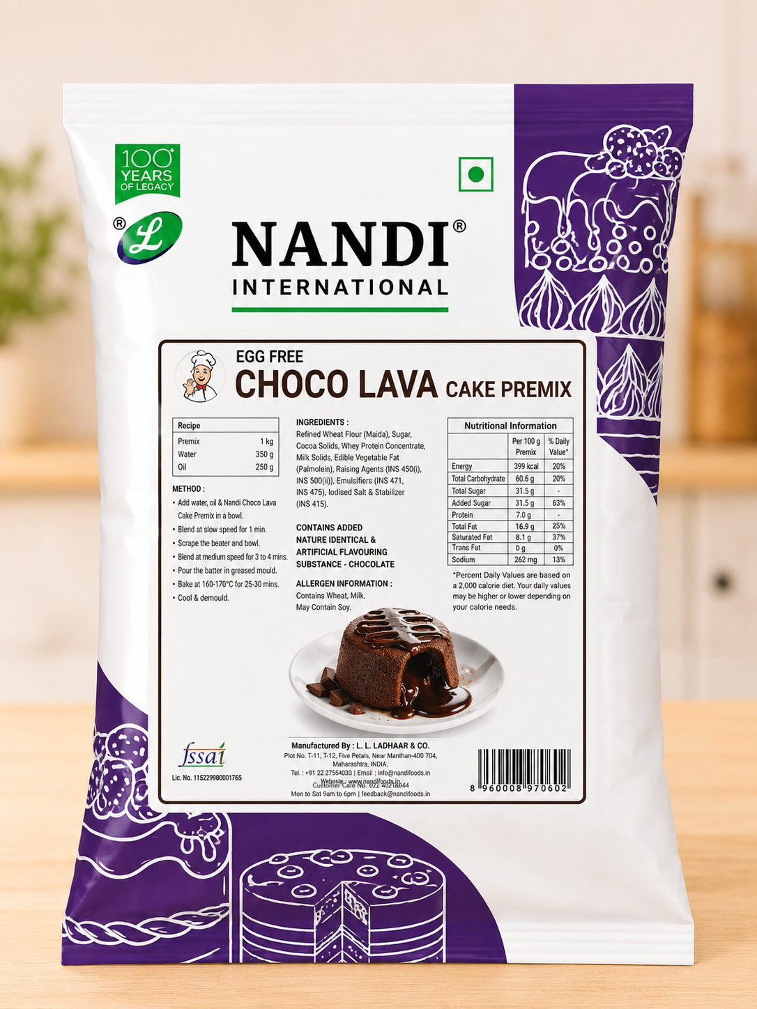 Nandi International Egg Free Choco Lava Cake Premix