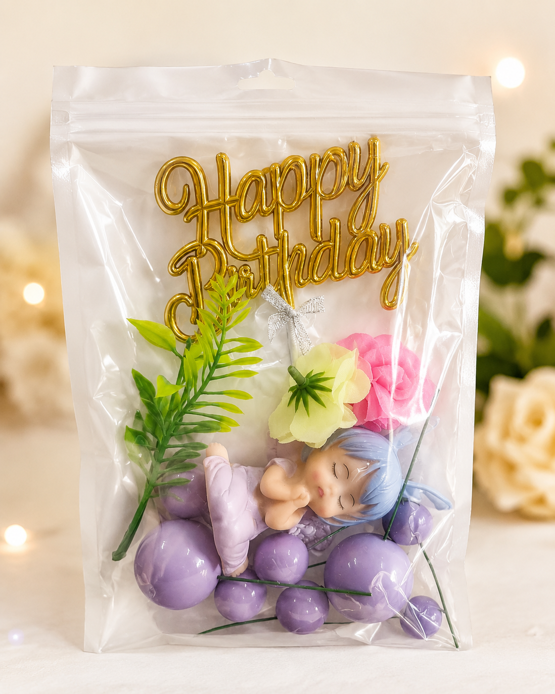 Baby Sleeping Cake Topper Decoration Kit – Purple Theme