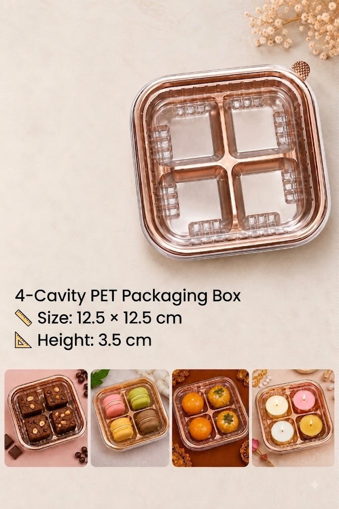 ✨ ATTRACTIVE 4 CAVITY PET PACKING BOX – PACK OF 10 ✨