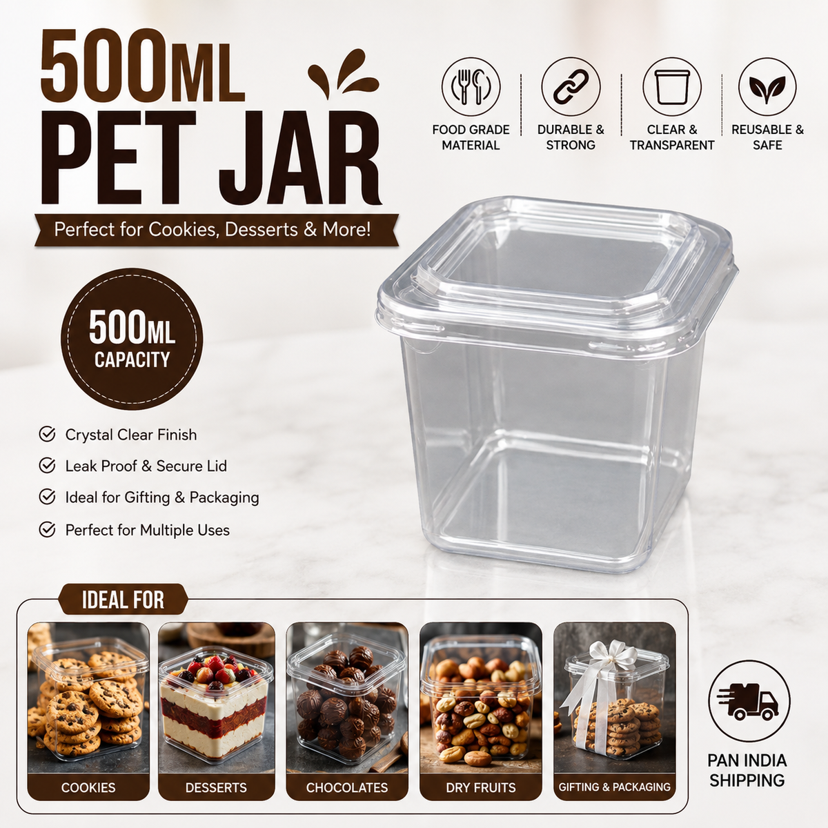 🍪 500ML PET COOKIE PACKING JAR 10pc