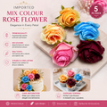 Imported Mix Colour Rose Flower – 5 PC Pack