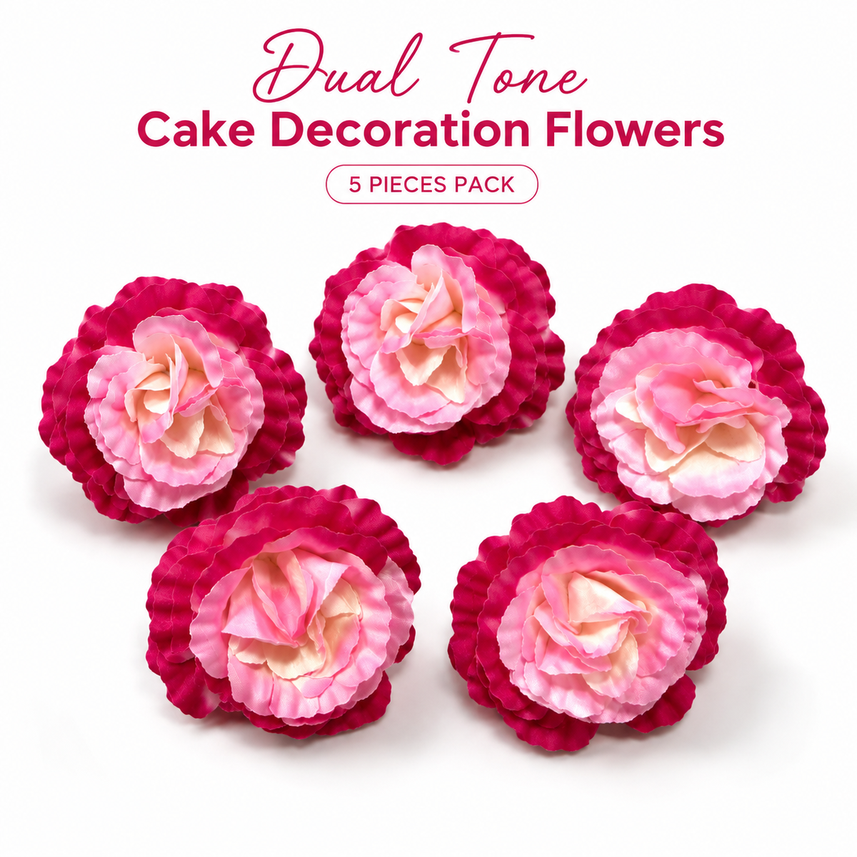 Dual Tone Cake Decoration Flowers – 5 Pieces Pack