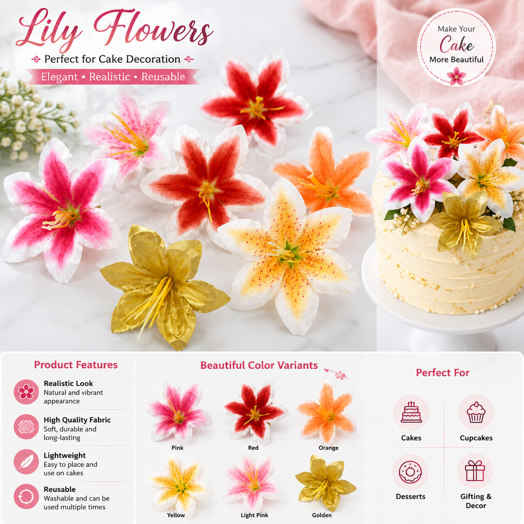 🌸 Lily Flowers for Cake Decoration 🌸