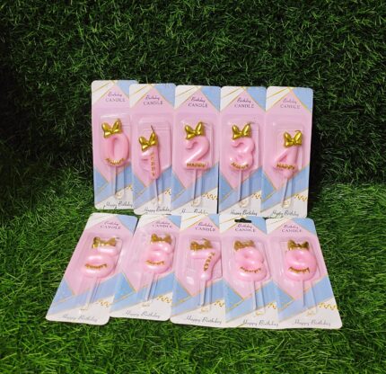 Imported Pink Bow Number Candle