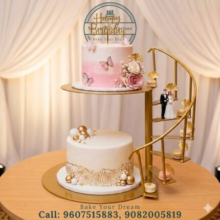 Premium Gold Spiral Staircase Cake Stand - Luxury Multi-Tier Display for Weddings & Birthdays