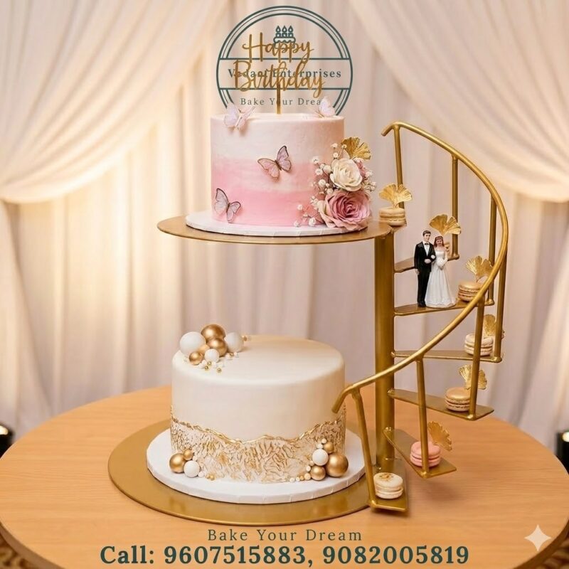 Premium Gold Spiral Staircase Cake Stand - Luxury Multi-Tier Display for Weddings & Birthdays