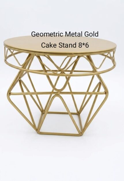 Elegant Geometric Metal Gold Cake Stand (8" x 6")